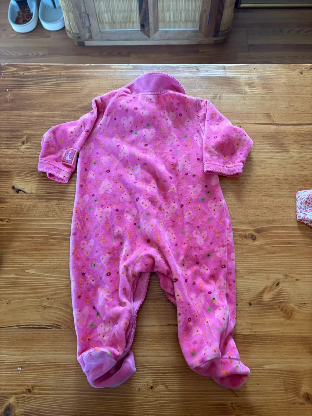 Vintage Carter’s Baby Girl Pink Heart Velour Sleeper Outfit Sz 3-6 months Y2K